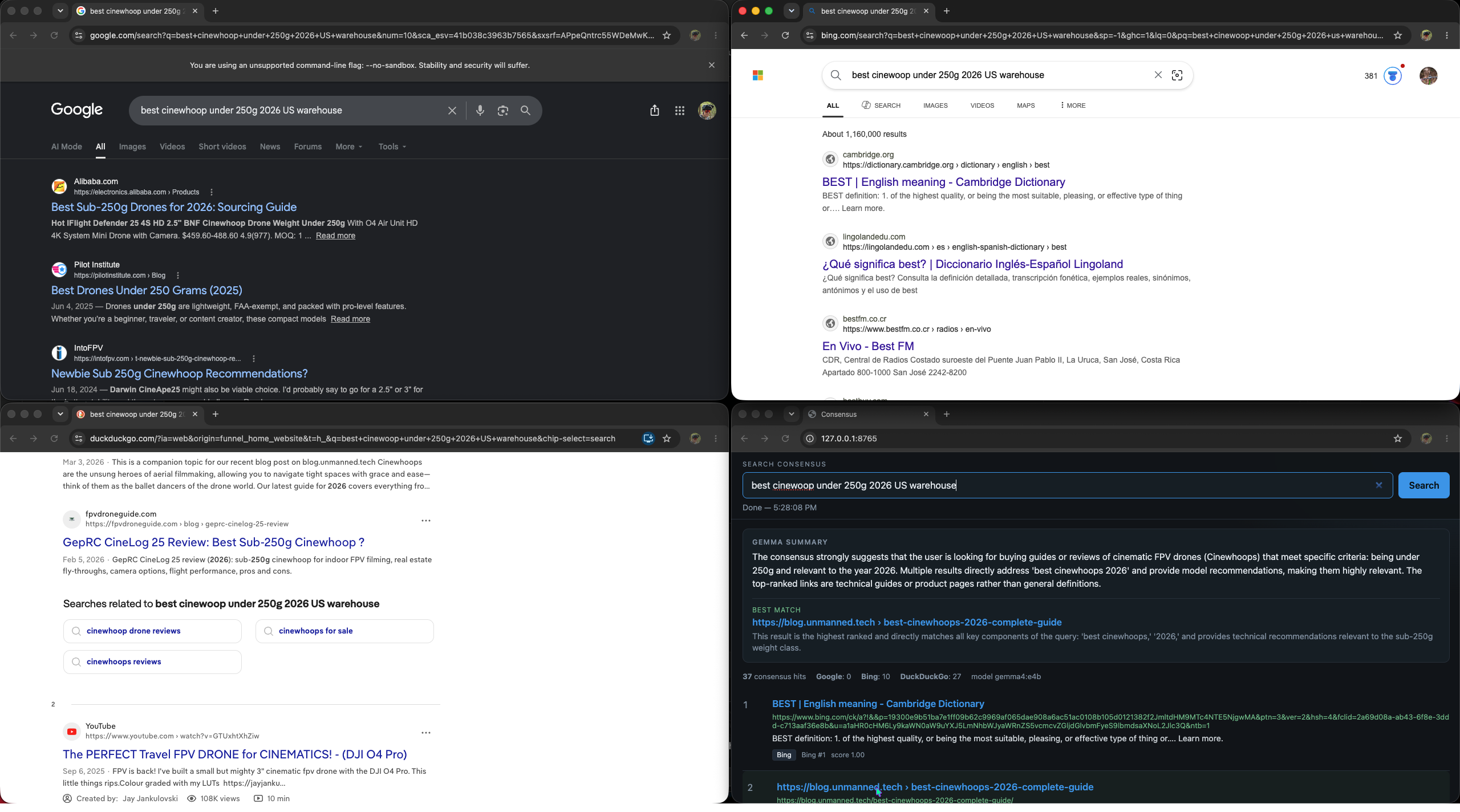 Web consensus search